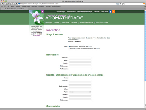Page site ISL Aromathérapie