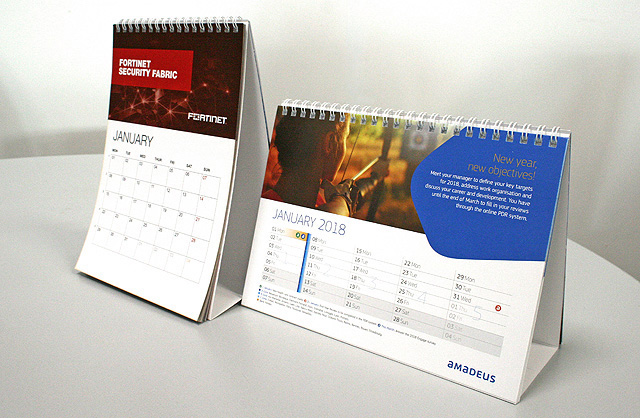 Calendriers chevalet pour Fortinet et Amadeus